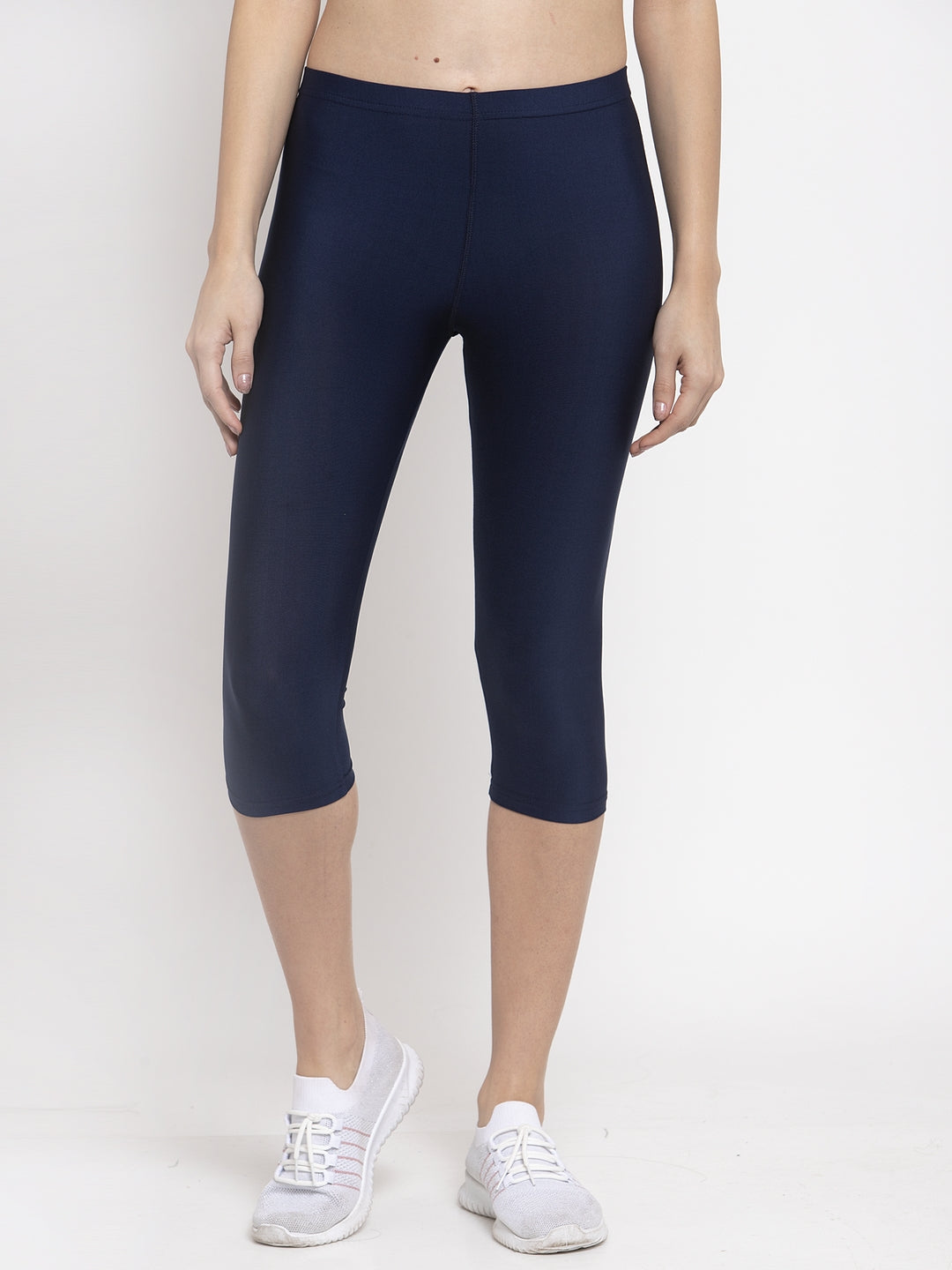 Cukoo Women Navy Blue Nylon One Piece Active Wear/ Gym Wear Capri - Cukoo 