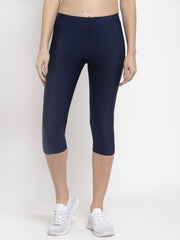 Cukoo Women Navy Blue Nylon One Piece Active Wear/ Gym Wear Capri - Cukoo 
