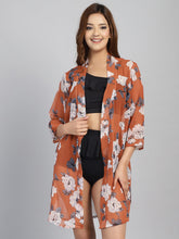 Brown Floral Print cover up Sarong