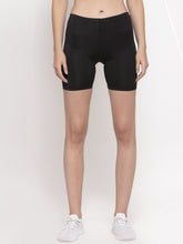 Cukoo Solid Black lycra stretchable shorts for Women Nylon and Spandex Mix Comfort Fit - Cukoo 