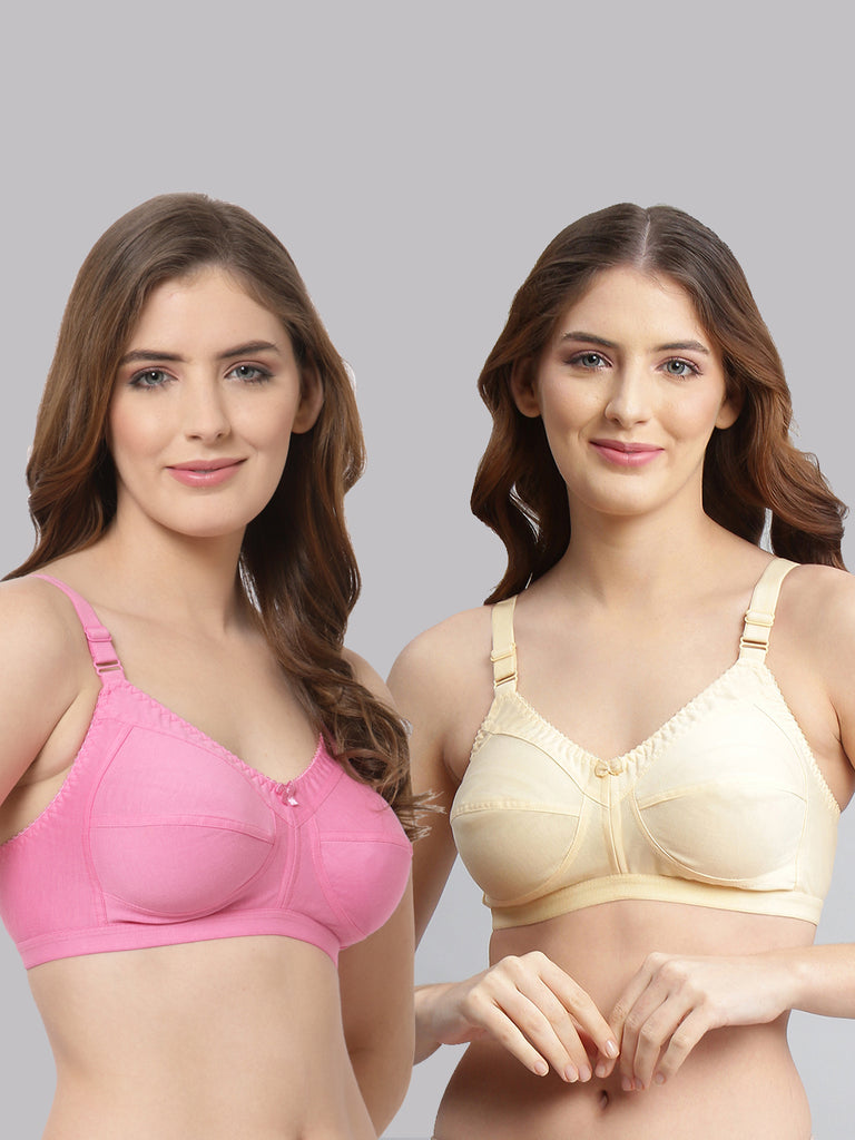 CUKOO Women Pack Of 2 Pure cotton Non Padded Everyday Bra –