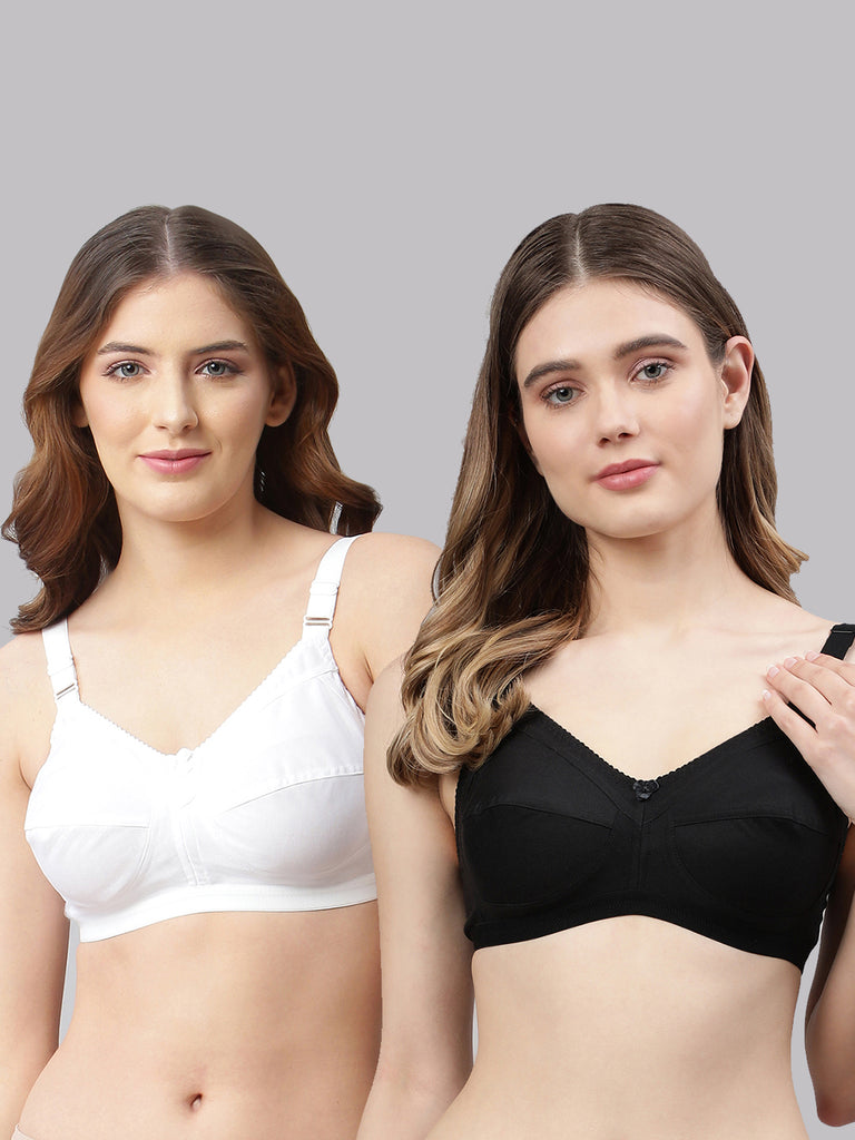 Pack of 2 Non-Padded Cotton Chikankari Bras