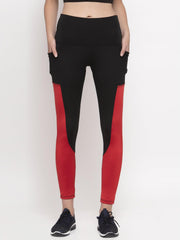 Cukoo Solid Black and Red Workout/Gym/ Yoga Track Pants  for Women