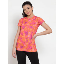 Cukoo Acitve Wear: Canvas Art Patterned Pink Round Neck T-Shirt with for Women - Cukoo 