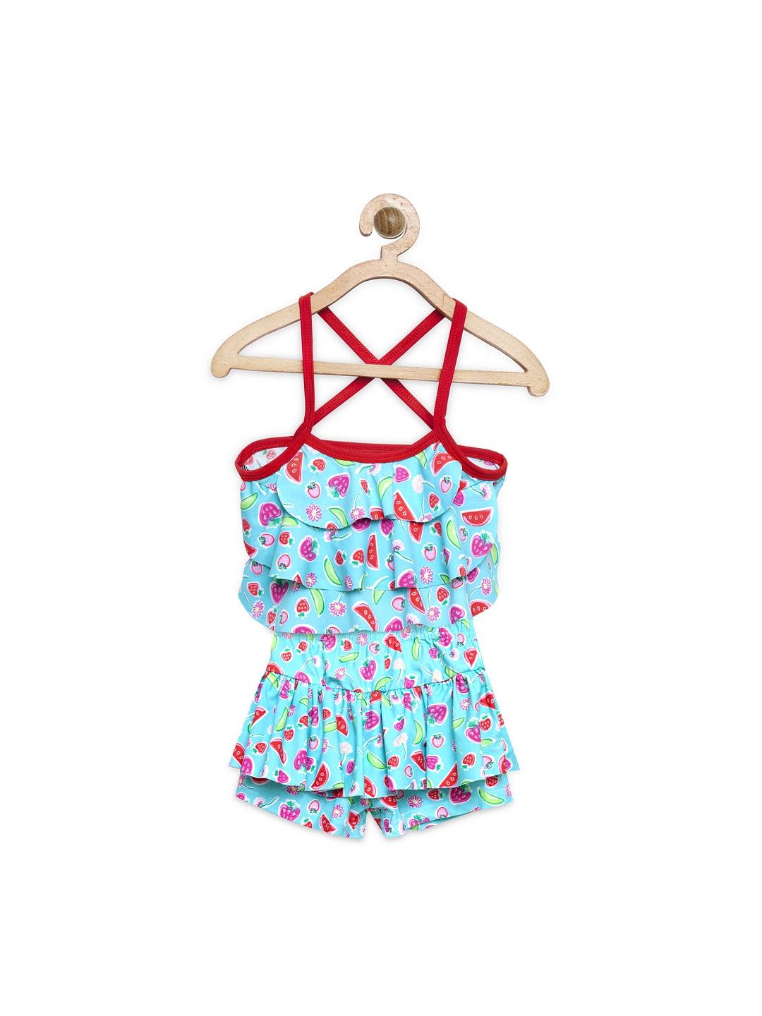 Cukoo Swimwear: Blue Colored with Fruity Print swimming dress for Girls/Kids Swimsuit - Cukoo 