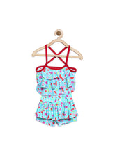 Cukoo Swimwear: Blue Colored with Fruity Print swimming dress for Girls/Kids Swimsuit - Cukoo 