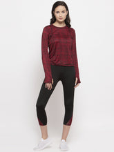 Cukoo Two piece Maroon full sleeves Top and Black track pants with zip pocket Gym Wear - Cukoo 