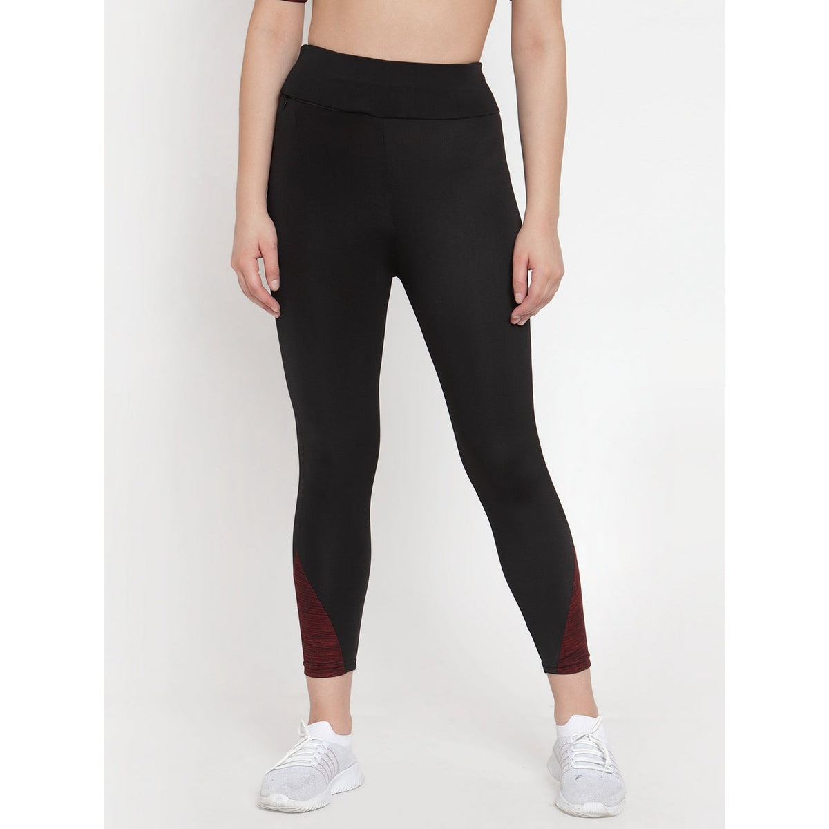 Cukoo Acitve Wear: Black Yoga Pants for Women Maroon Sides - Cukoo 