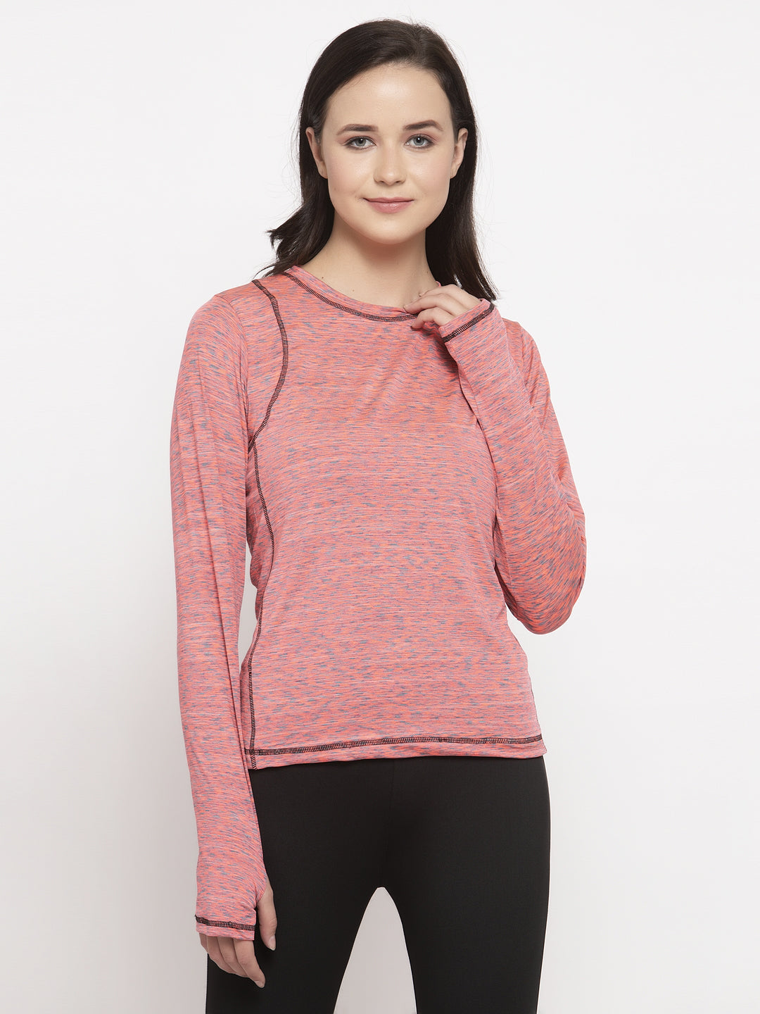 Cukoo Pink Full Sleeves Thumb-Hole T-Shirt for Women - Cukoo 