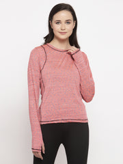 Cukoo Pink Full Sleeves Thumb-Hole T-Shirt for Women - Cukoo 