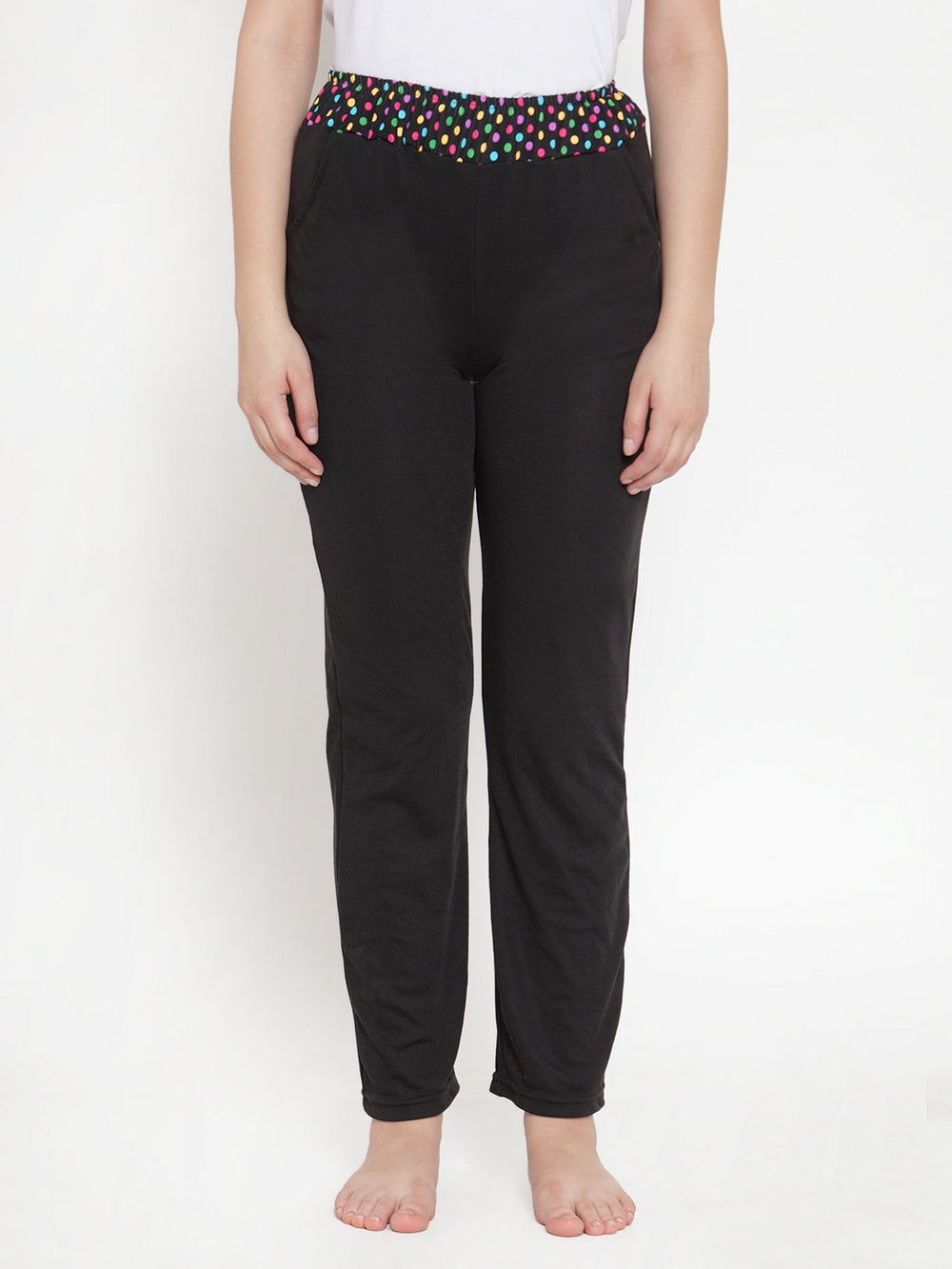 Cukoo Comfy: Black All Day/Night Pyjama with Multicolor Polka Dots for Women - Cukoo 