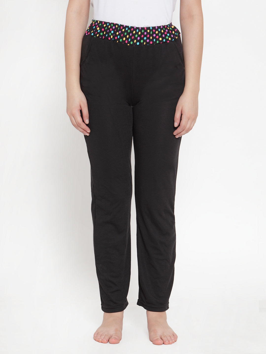 Cukoo Comfy: Black All Day/Night Pyjama with Multicolor Polka Dots for Women - Cukoo 