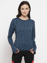 Cukoo Active Wear: Blue Full Sleeves Thumb-Hole T-Shirt for Women - Cukoo 