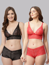 CUKOO Women Pack Of 2 Lacy Lingerie Set