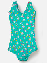 CUKOO Girls Sea Green Kitty Print Swimsuit (kids swimsuit)