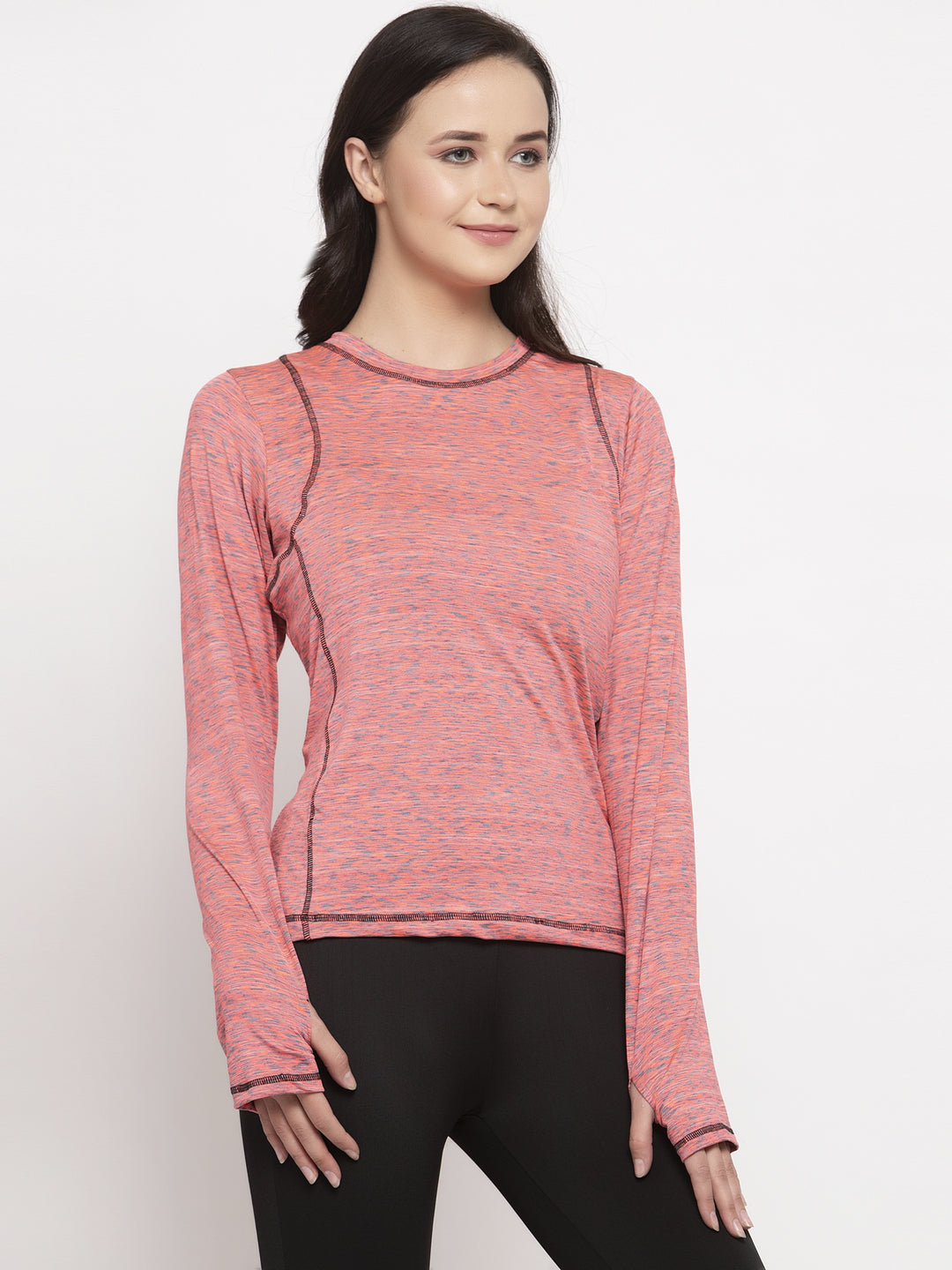 Cukoo Pink Full Sleeves Thumb-Hole T-Shirt for Women - Cukoo 