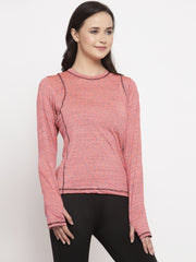 Cukoo Pink Full Sleeves Thumb-Hole T-Shirt for Women - Cukoo 