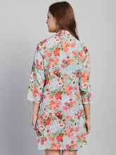 Green Red Floral Print cover up (Only Sarong)