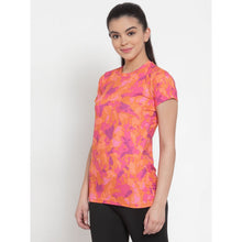Cukoo Acitve Wear: Canvas Art Patterned Pink Round Neck T-Shirt with for Women - Cukoo 