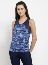 Cukoo Women Blue Nylon One Piece Active Wear/ Gym Wear Tank Top - Cukoo 
