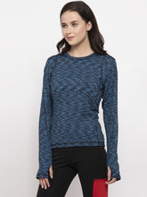 Cukoo Active Wear: Blue Full Sleeves Thumb-Hole T-Shirt for Women - Cukoo 