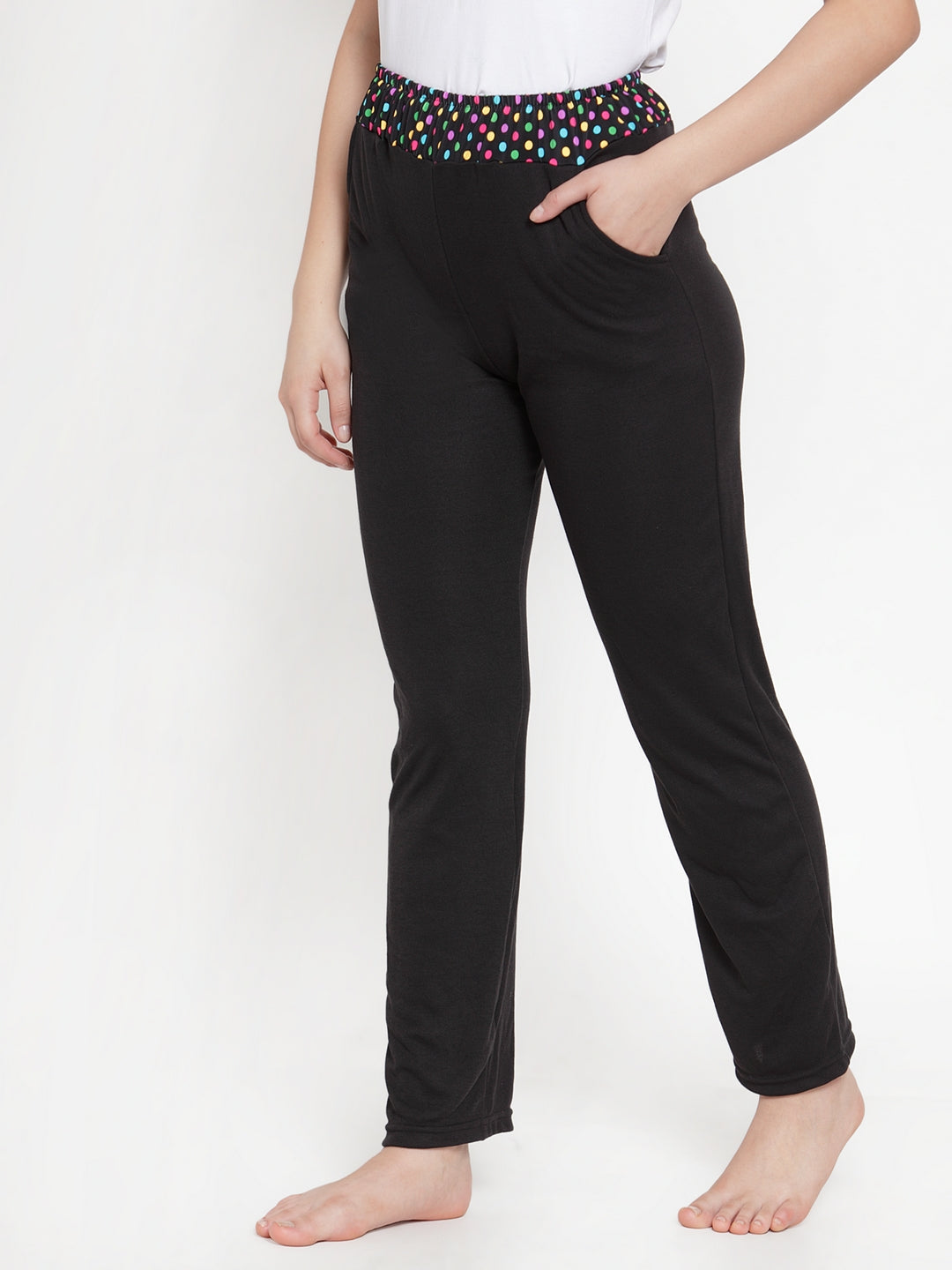 Cukoo Comfy: Black All Day/Night Pyjama with Multicolor Polka Dots for Women - Cukoo 