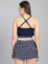 CUKOO Padded Blue Polka Dot Skirtini Swimwear