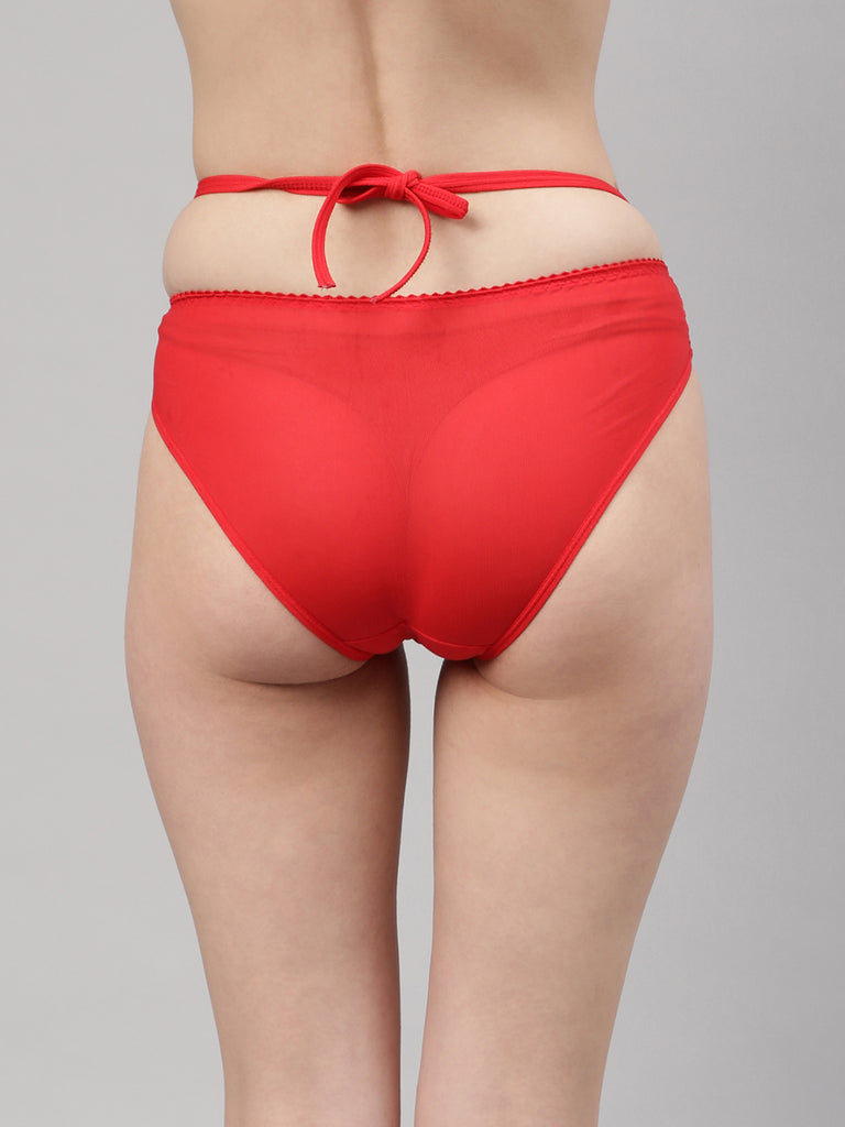 CUKOO Women Red Nylon Bikini Panty –