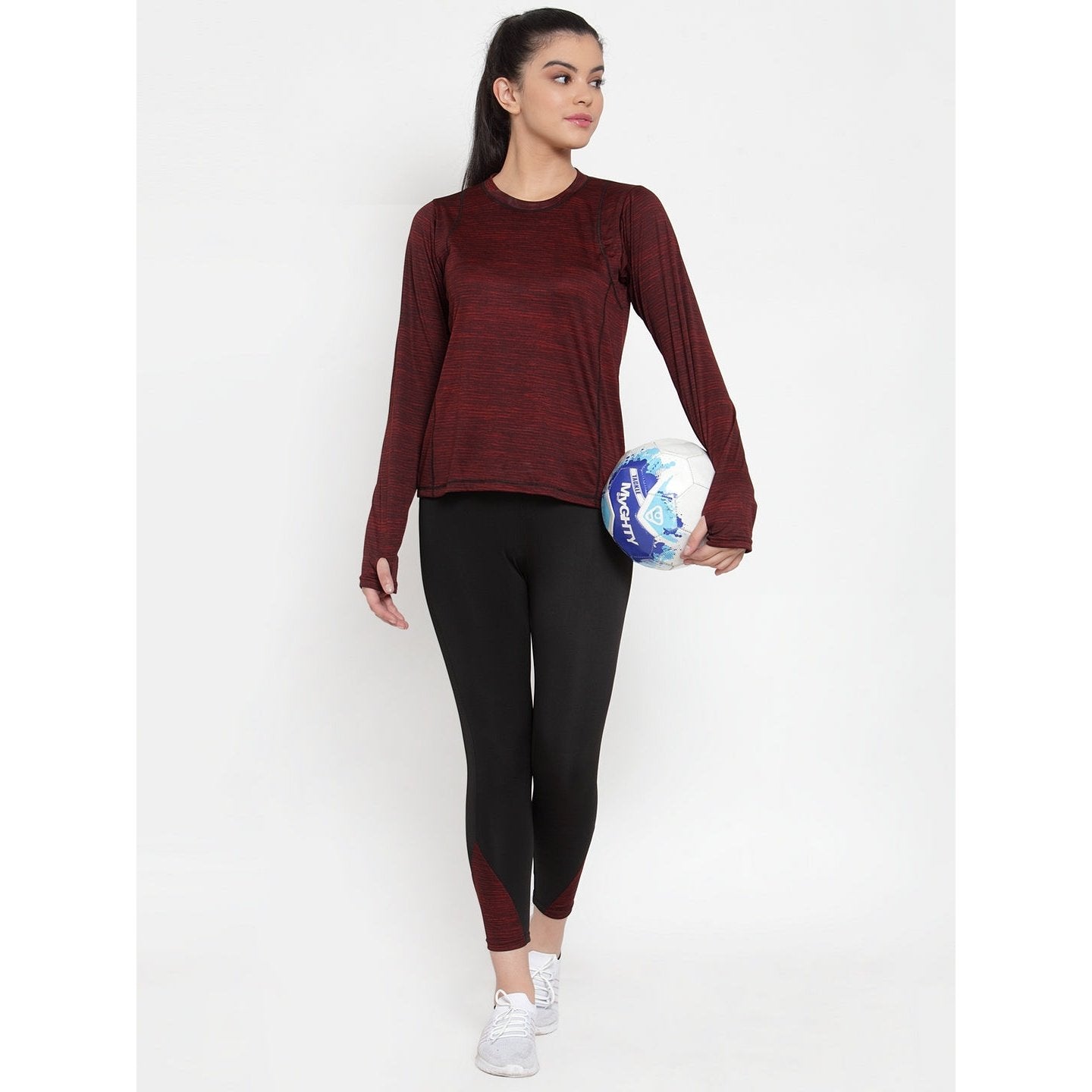 Cukoo Acitve Wear: Black Yoga Pants for Women Maroon Sides - Cukoo 