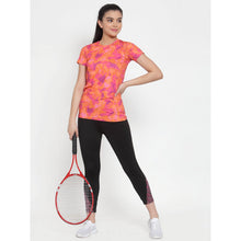 Cukoo Acitve Wear: Canvas Art Patterned Pink Round Neck T-Shirt with for Women - Cukoo 