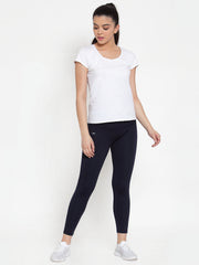 Cukoo Active Wear: Navy Blue Tights with high Waist fit for Women - Cukoo 