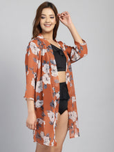 Brown Floral Print cover up Sarong