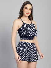 CUKOO Padded Blue Polka Dot Skirtini Swimwear