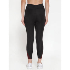 Cukoo Acitve Wear: Black Yoga Pants for Women Maroon Sides - Cukoo 