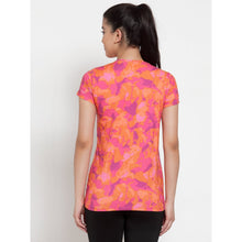 Cukoo Acitve Wear: Canvas Art Patterned Pink Round Neck T-Shirt with for Women - Cukoo 