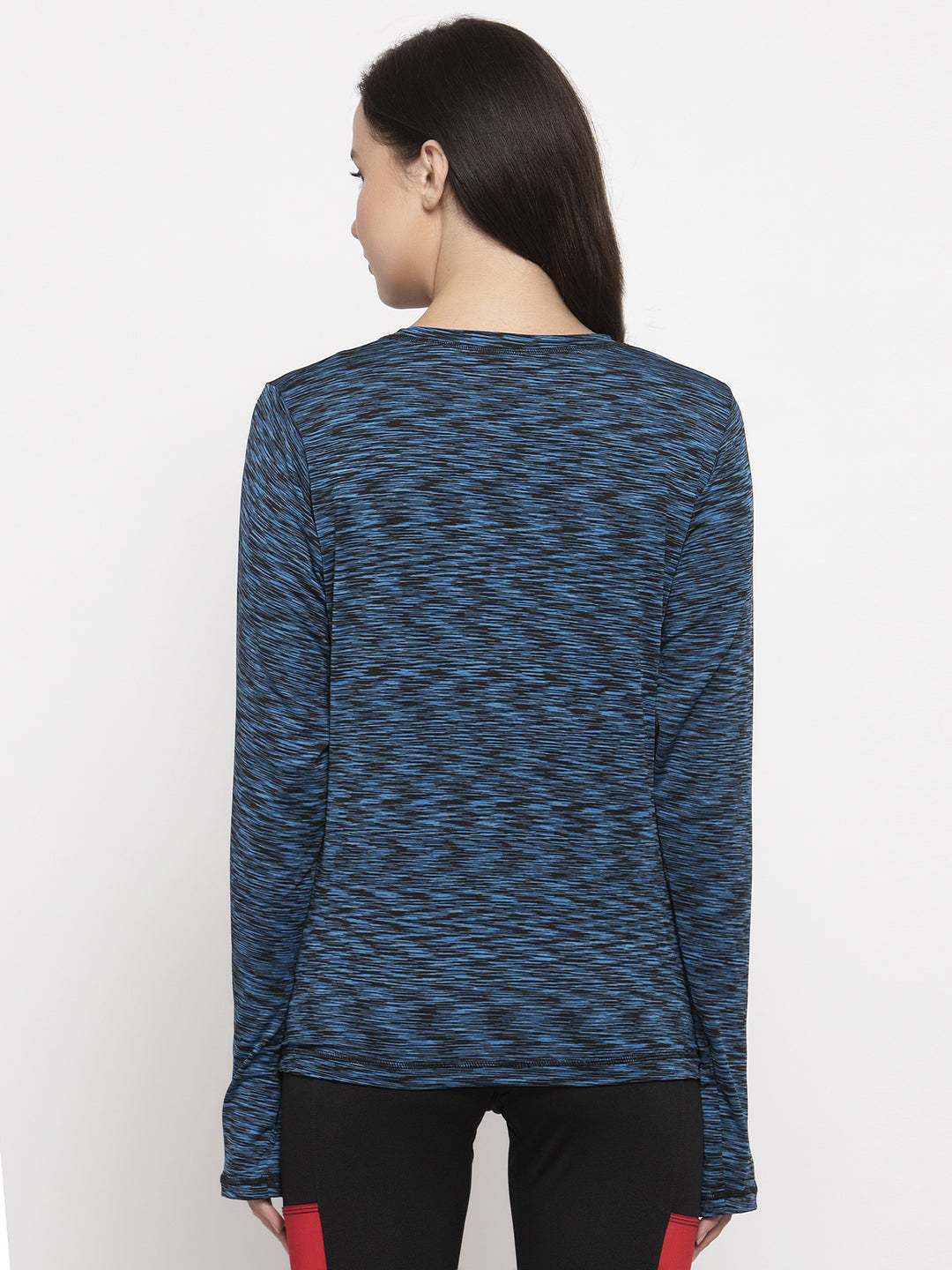 Cukoo Active Wear: Blue Full Sleeves Thumb-Hole T-Shirt for Women - Cukoo 