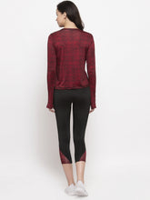 Cukoo Two piece Maroon full sleeves Top and Black track pants with zip pocket Gym Wear - Cukoo 
