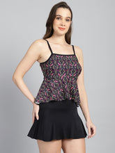 CUKOO Padded Geometric Print Two piece Skirtini Swimwear