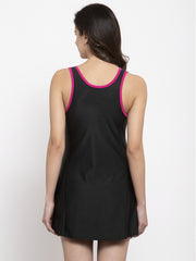 Cukoo Women Black Nylon Padded One Piece Swimwear/ Swimming Costume - Cukoo 