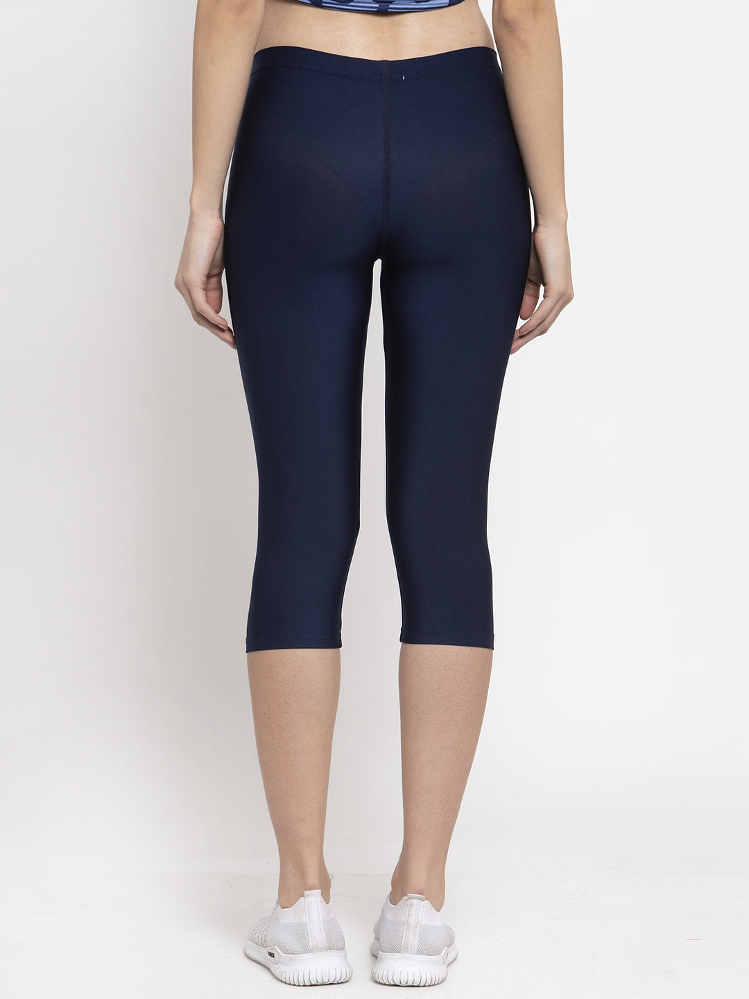 Cukoo Women Navy Blue Nylon One Piece Active Wear/ Gym Wear Capri - Cukoo 