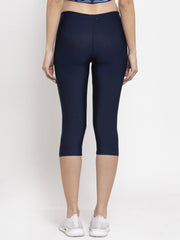 Cukoo Women Navy Blue Nylon One Piece Active Wear/ Gym Wear Capri - Cukoo 