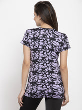 Cukoo Women Black & Purple Nylon One Piece Active Wear/ Gym Wear T-Shirt - Cukoo 