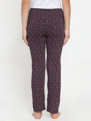 Cukoo Comfy: Black Floral Night Pyjama with Strechable Fabric for Women - Cukoo 