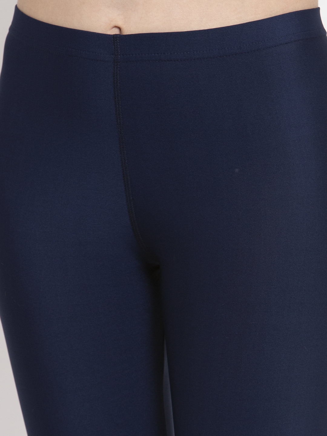 Cukoo Women Navy Blue Nylon One Piece Active Wear/ Gym Wear Capri - Cukoo 
