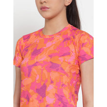 Cukoo Acitve Wear: Canvas Art Patterned Pink Round Neck T-Shirt with for Women - Cukoo 