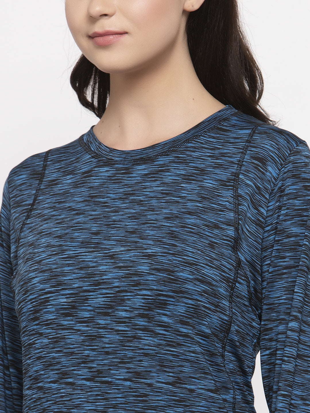 Cukoo Active Wear: Blue Full Sleeves Thumb-Hole T-Shirt for Women - Cukoo 