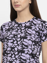 Cukoo Women Black & Purple Nylon One Piece Active Wear/ Gym Wear T-Shirt - Cukoo 