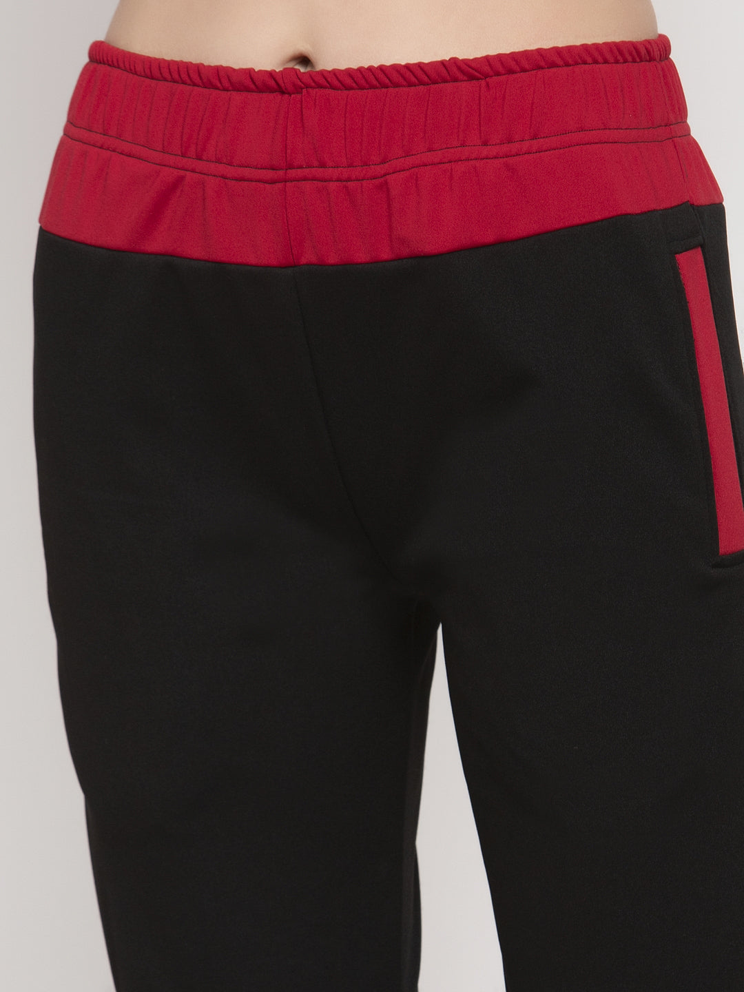Cukoo Comfy: Black & Red All Day/Night Winter Pajama/Warm Track Pants for Women - Cukoo 