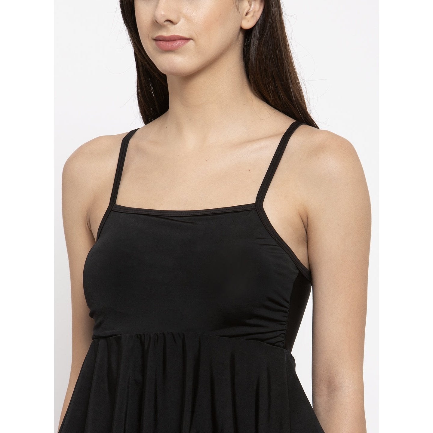 Cukoo Women Black Nylon Padded Two Piece Swimwear/ Swimming Costume/Tankini for women - Cukoo 