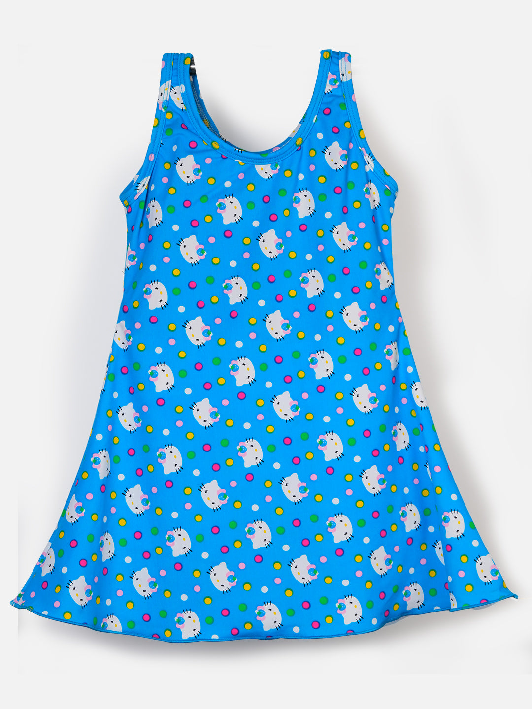 CUKOO Girls Blue Kitty Print Swimsuit (kids swimsuit)